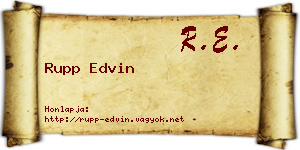 Rupp Edvin névjegykártya
